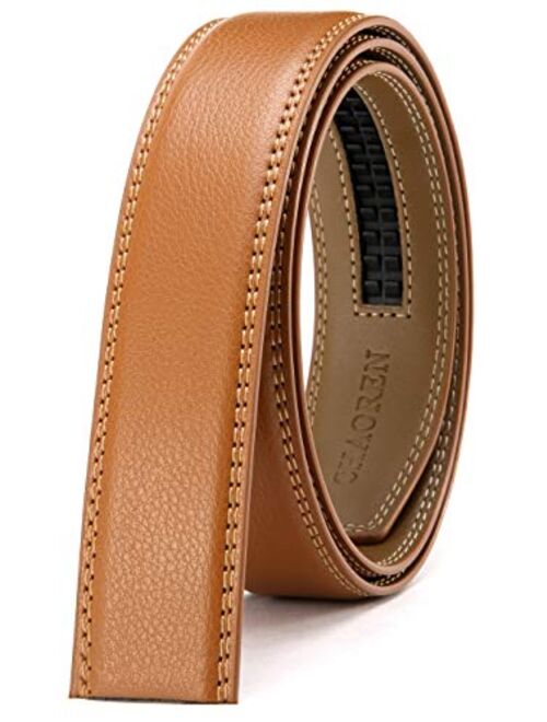 CHAOREN Ratchet Belt Replacement Strap 1 3/8, Leather Belt Strap for 40MM Slide Click Buckle