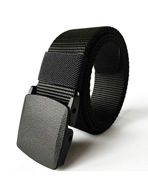 [3 Pack] Nylon Military Tactical Men Belt Webbing Canvas Outdoor Web Belt with Plastic Buckle Fits Pant Up to 45"