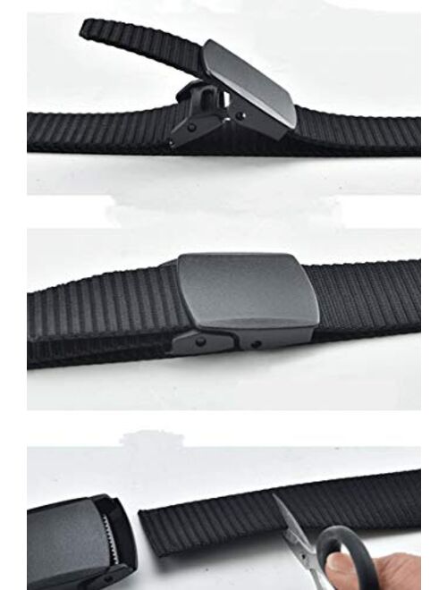 [3 Pack] Nylon Military Tactical Men Belt Webbing Canvas Outdoor Web Belt with Plastic Buckle Fits Pant Up to 45"