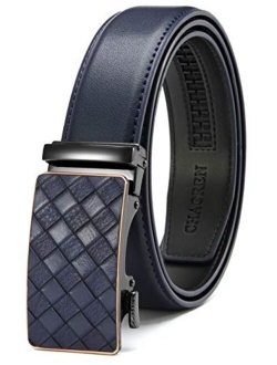 Chaoren Leather Ratchet Dress Belt 1 3/8 with Formal Slide Buckle, Adjustable Trim to Fit in Gift Box