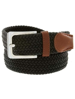 Belts.com Stretch Belt Braided Elastic Stretch Belt Casual Weave Canvas Fabric Woven Belt 1-3/8