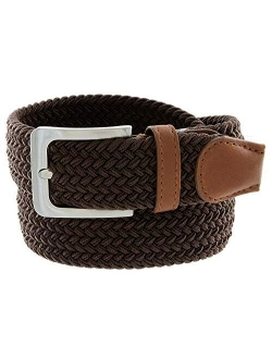 Belts.com Stretch Belt Braided Elastic Stretch Belt Casual Weave Canvas Fabric Woven Belt 1-3/8