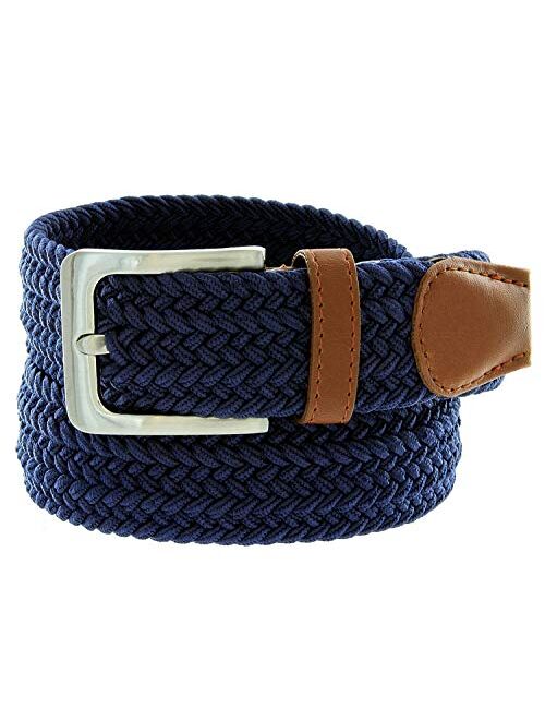 Belts.com Stretch Belt Braided Elastic Stretch Belt Casual Weave Canvas Fabric Woven Belt 1-3/8