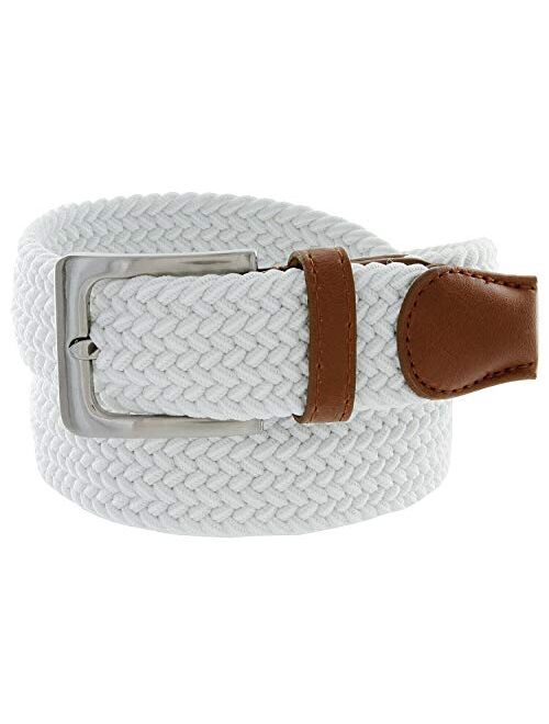 Belts.com Stretch Belt Braided Elastic Stretch Belt Casual Weave Canvas Fabric Woven Belt 1-3/8