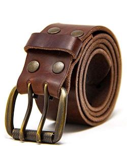 Logical Leather Men's Work Belt - Heavy Duty Genuine Full Grain Leather Double Prong Belts