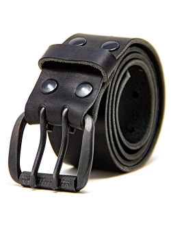 Logical Leather Men's Work Belt - Heavy Duty Genuine Full Grain Leather Double Prong Belts