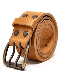 Logical Leather Men's Work Belt - Heavy Duty Genuine Full Grain Leather Double Prong Belts