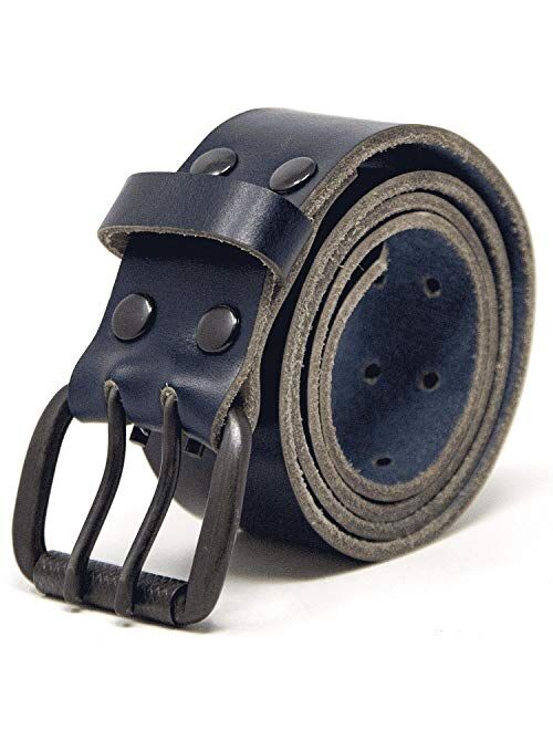 Logical Leather Men's Work Belt - Heavy Duty Genuine Full Grain Leather Double Prong Belts