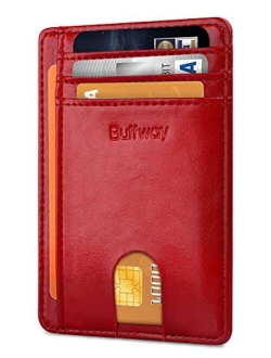 Buffway Slim Minimalist Front Pocket RFID Blocking Leather Wallets for Men Women