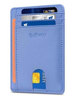 Buffway Slim Minimalist Front Pocket RFID Blocking Leather Wallets for Men Women