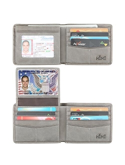 Wallet for Men-Genuine Leather RFID Blocking Bifold Stylish Wallet With 2 ID Window