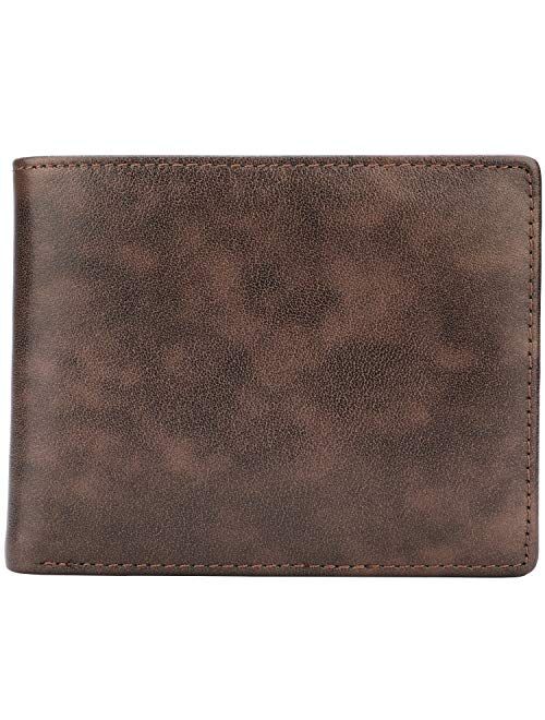 Wallet for Men-Genuine Leather RFID Blocking Bifold Stylish Wallet With 2 ID Window