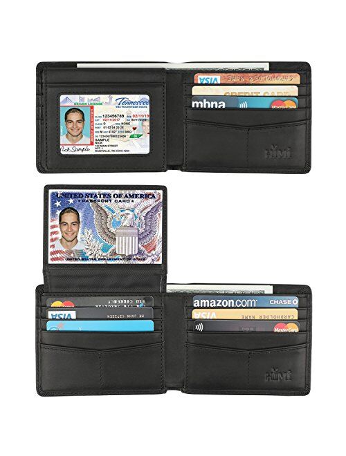 Wallet for Men-Genuine Leather RFID Blocking Bifold Stylish Wallet With 2 ID Window