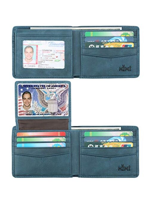 Wallet for Men-Genuine Leather RFID Blocking Bifold Stylish Wallet With 2 ID Window