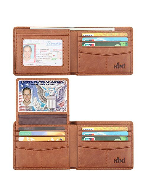 Wallet for Men-Genuine Leather RFID Blocking Bifold Stylish Wallet With 2 ID Window