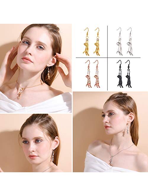 U7 Cute Cat Ear Pendant Platinum/18K Gold Plated Drop Earrings With Rhinestone