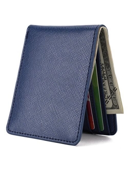 Mens Slim Front Pocket Wallet ID Window Card Case with RFID Blocking