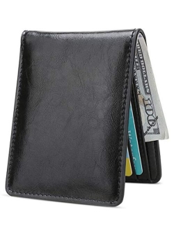 Mens Slim Front Pocket Wallet ID Window Card Case with RFID Blocking