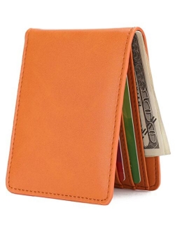 Mens Slim Front Pocket Wallet ID Window Card Case with RFID Blocking