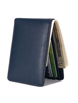 Mens Slim Front Pocket Wallet ID Window Card Case with RFID Blocking