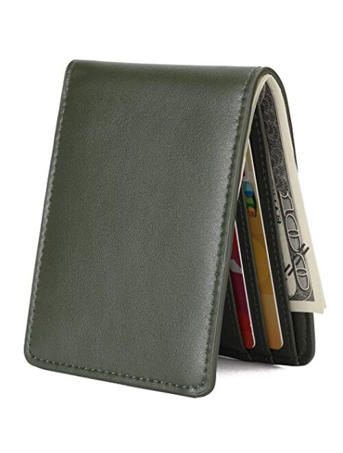 Mens Slim Front Pocket Wallet ID Window Card Case with RFID Blocking