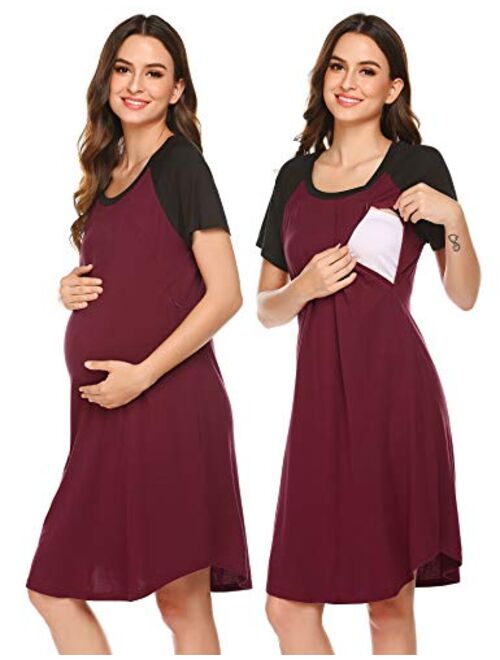 Ekouaer 3 in 1 Delivery/Labor/Nursing Nightgown Women's Maternity Hospital Gown/Sleepwear for Breastfeeding