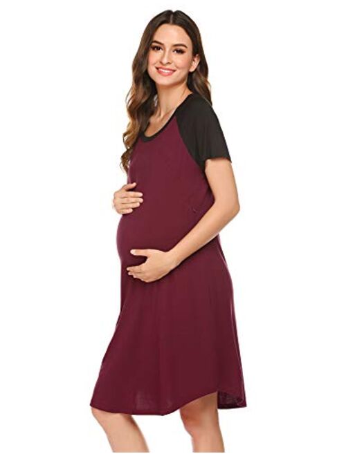 Ekouaer 3 in 1 Delivery/Labor/Nursing Nightgown Women's Maternity Hospital Gown/Sleepwear for Breastfeeding