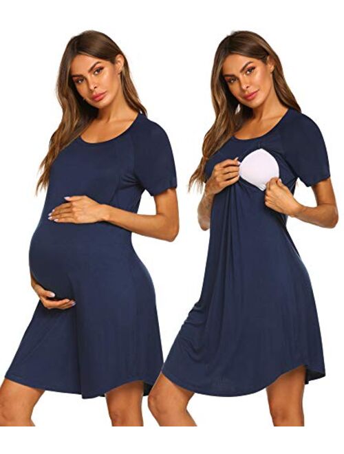 Ekouaer 3 in 1 Delivery/Labor/Nursing Nightgown Women's Maternity Hospital Gown/Sleepwear for Breastfeeding
