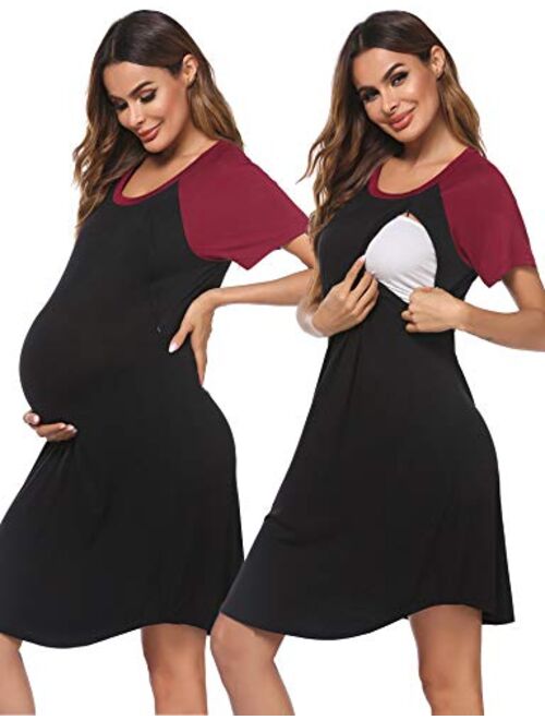 Ekouaer 3 in 1 Delivery/Labor/Nursing Nightgown Women's Maternity Hospital Gown/Sleepwear for Breastfeeding