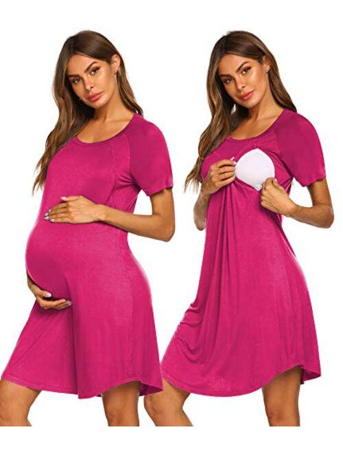 Ekouaer 3 in 1 Delivery/Labor/Nursing Nightgown Women's Maternity Hospital Gown/Sleepwear for Breastfeeding