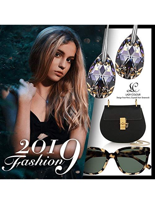 LADY COLOUR Mother's Day Jewelry Gifts for Mom, Silver Night Teardrop Dangle Earrings for Women with Crystals from Swarovski, Gifts for Women Jewelry Box Packing, Birthda