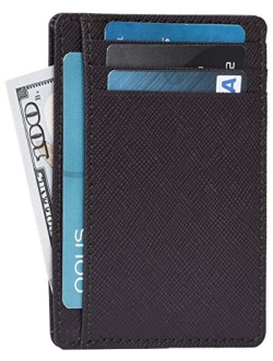 Minimalist Wallets for Men & Women RFID Front Pocket Leather Card Holder Wallet