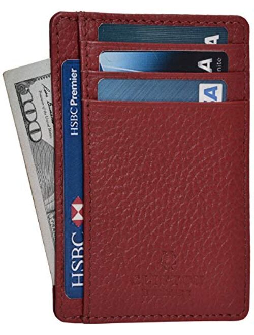 Minimalist Wallets for Men & Women RFID Front Pocket Leather Card Holder Wallet