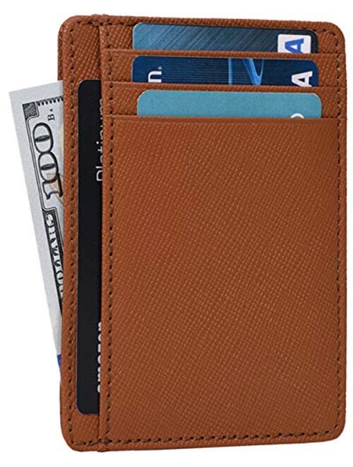 Minimalist Wallets for Men & Women RFID Front Pocket Leather Card Holder Wallet