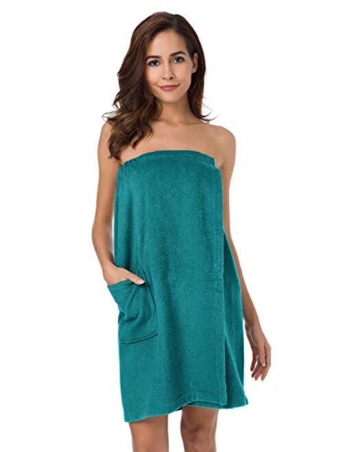 SIORO Women's Towel Wrap Bathrobe, Bamboo Cotton Spa Towels Robe with Adjustable Closure, Gym and Shower