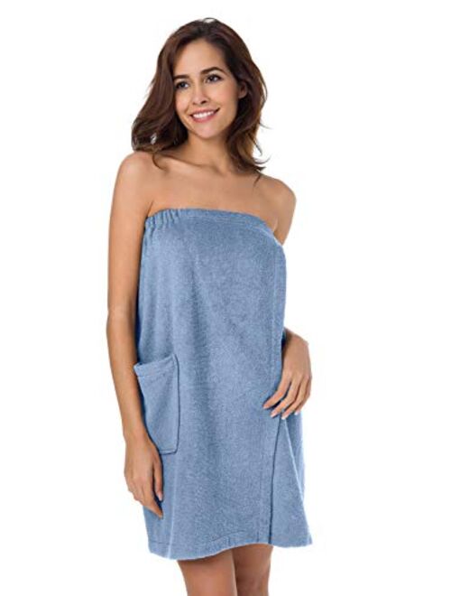 SIORO Women's Towel Wrap Bathrobe, Bamboo Cotton Spa Towels Robe with Adjustable Closure, Gym and Shower