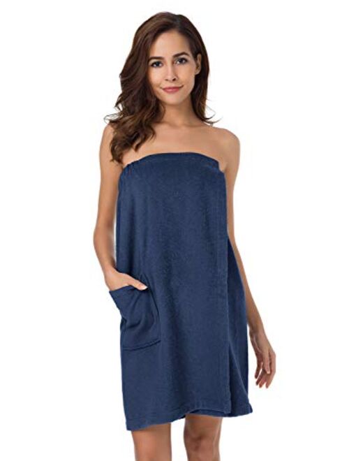 SIORO Women's Towel Wrap Bathrobe, Bamboo Cotton Spa Towels Robe with Adjustable Closure, Gym and Shower