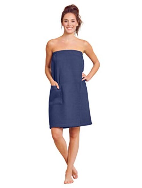 Women Spa/Bath Wrap with Pocket - Soft, Light Adjustable Closure - Quick Dry