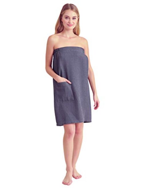 Women Spa/Bath Wrap with Pocket - Soft, Light Adjustable Closure - Quick Dry