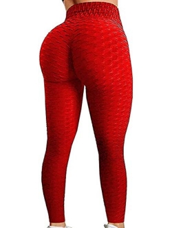 AEEZO Booty Leggings for Women Textured Scrunch Butt Lift Yoga Pants Sexy Workout High Waisted Anti Cellulite Brazilian Pants