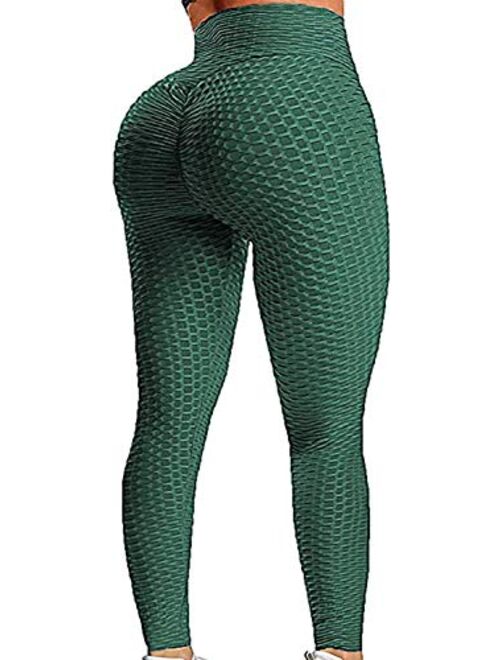 AEEZO Booty Leggings for Women Textured Scrunch Butt Lift Yoga Pants Sexy Workout High Waisted Anti Cellulite Brazilian Pants