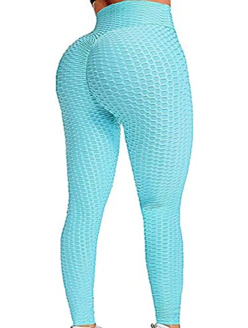 AEEZO Booty Leggings for Women Textured Scrunch Butt Lift Yoga Pants Sexy Workout High Waisted Anti Cellulite Brazilian Pants