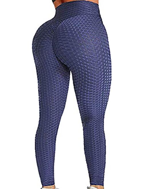 AEEZO Booty Leggings for Women Textured Scrunch Butt Lift Yoga Pants Sexy Workout High Waisted Anti Cellulite Brazilian Pants