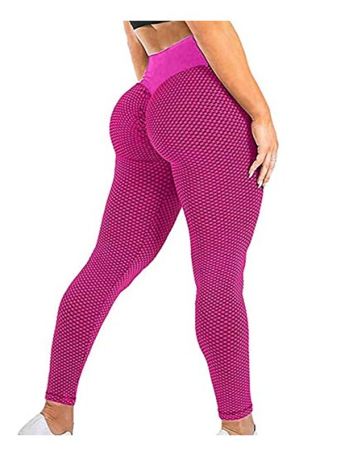 AEEZO Booty Leggings for Women Textured Scrunch Butt Lift Yoga Pants Sexy Workout High Waisted Anti Cellulite Brazilian Pants