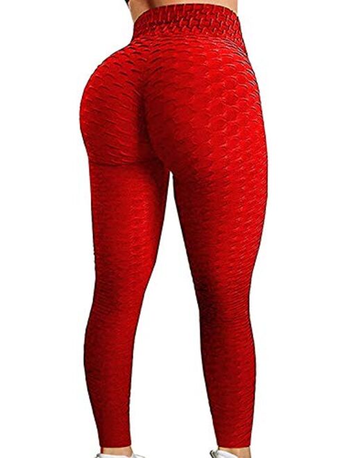 AEEZO Booty Leggings for Women Textured Scrunch Butt Lift Yoga Pants Sexy Workout High Waisted Anti Cellulite Brazilian Pants