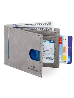 SERMAN BRANDS RFID Blocking Slim Bifold Genuine Leather Thin Minimalist Front Pocket Wallets for Men