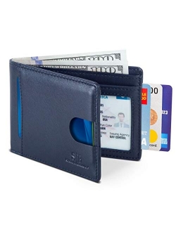 SERMAN BRANDS RFID Blocking Slim Bifold Genuine Leather Thin Minimalist Front Pocket Wallets for Men