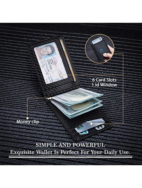 Buy RUNBOX Minimalist Slim Wallet for Men with Money Clip RFID Blocking ...