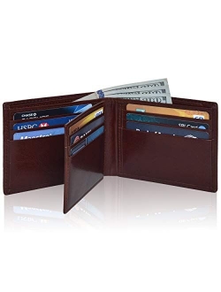 Slim RFID Wallets for Men - Genuine Leather Front Pocket Bifold Wallet