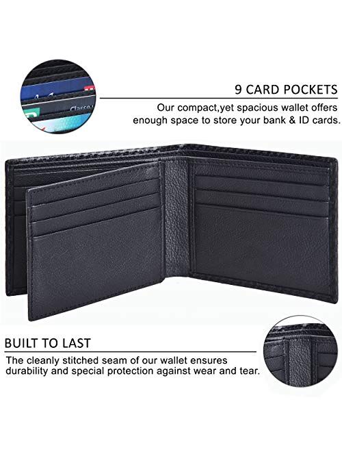 Slim RFID Wallets for Men - Genuine Leather Front Pocket Bifold Wallet